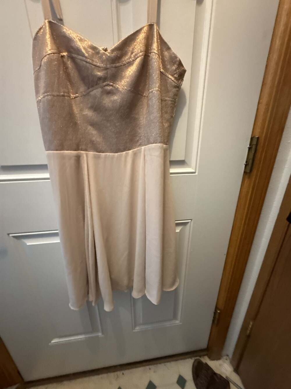 Express Metallic Gold Foliated Sweetheart Mini Dress